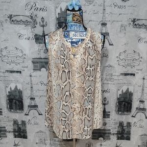 Elegant Snake Print V-Neck Blouse
